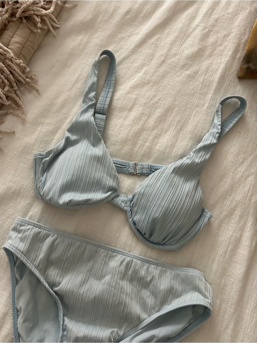 Vici Light Blue Ribbed Bikini Set - Picture 2 of 3